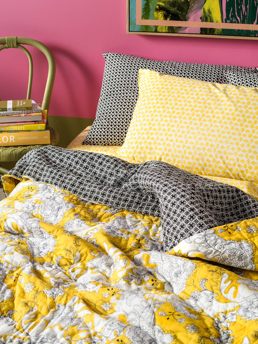 KANTHA quilt bedlinen yellow floral myer kip and co sage and clare society of wanderers